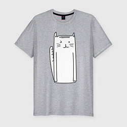 Мужская slim-футболка Длинный белый кот