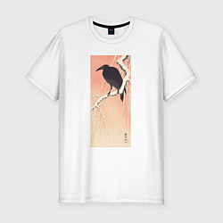 Футболка slim-fit Crow on Snowy Branch, цвет: белый