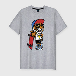 Футболка slim-fit Tiger Cool dude Skateboarding Extreme Тигр Крутой, цвет: меланж