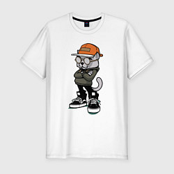 Мужская slim-футболка Крутой местный котяра Чувак Cool local cat Dude