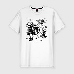 Мужская slim-футболка Коты пришельцы в космосе