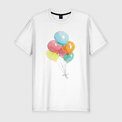 Мужская slim-футболка Акварельные воздушные шары