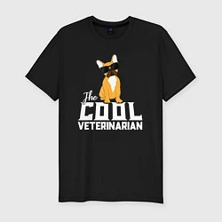 Мужская slim-футболка Крутой ветеринар французский бульдог