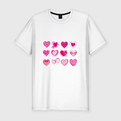 Мужская slim-футболка РОЗОВЫЕ СЕРДЕЧКИ PINK HEARTS