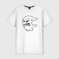 Футболка slim-fit Летящий злобный призрак Flying evil Ghost, цвет: белый
