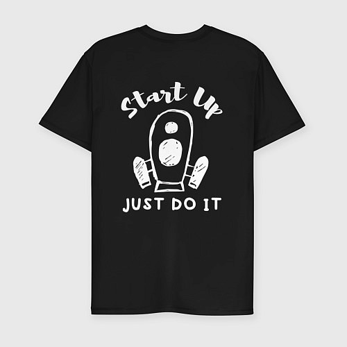 Мужская slim-футболка Просто начни стартап / Черный – фото 2