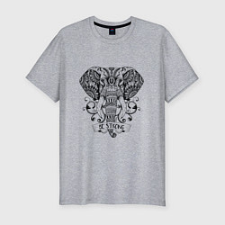 Мужская slim-футболка Слон в стиле Мандала Mandala Elephant Be Strong