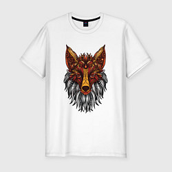 Мужская slim-футболка Лиса в стиле Мандала Mandala Fox