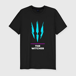 Мужская slim-футболка Символ The Witcher в неоновых цветах