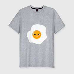 Мужская slim-футболка Веселая яичница глазунья, завтрак с улыбкой