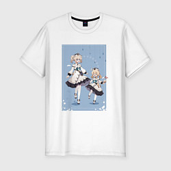 Мужская slim-футболка Кли и Барбара Genshin Impact