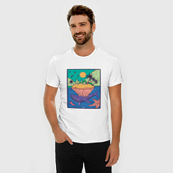 Футболка slim-fit Тропический остров и Кит, цвет: белый — фото 2