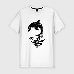 Мужская slim-футболка Чёрный Дельфин