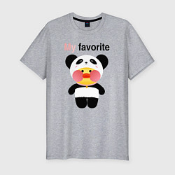 Футболка slim-fit LaLaFanFan Panda, цвет: меланж