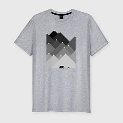 Футболка slim-fit Медведь и треугольные горы, цвет: меланж