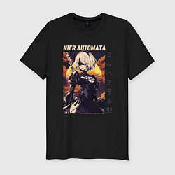 Футболка slim-fit NIER: AUTOMATA 2B, цвет: черный