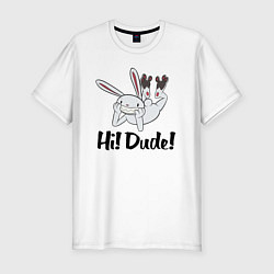 Мужская slim-футболка Hi! Dude! Привет! Чувак! Кролик Макс