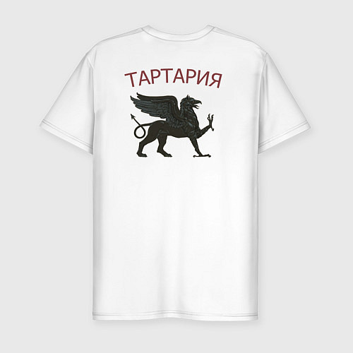 Мужская slim-футболка Тартария - алфавит и герб / Белый – фото 2