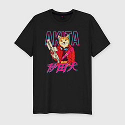 Футболка slim-fit Japanese Akita Inu, цвет: черный