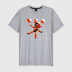 Мужская slim-футболка Love death and robots оранжевый робот