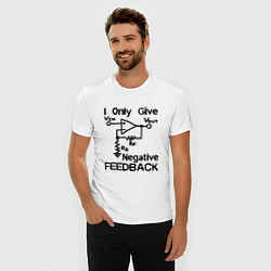 Футболка slim-fit Инженер - I only give negative feedback, цвет: белый — фото 2