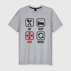 Мужская slim-футболка Eat Sleep Resident Evil Repeat