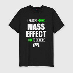 Футболка slim-fit I Paused Mass Effect To Be Here с зелеными стрелка, цвет: черный