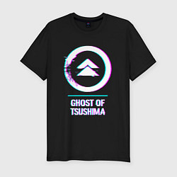 Футболка slim-fit Ghost of Tsushima в стиле Glitch Баги Графики, цвет: черный