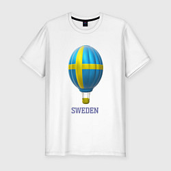 Мужская slim-футболка 3d aerostat Sweden flag