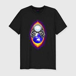 Мужская slim-футболка Астронавт черная дыра