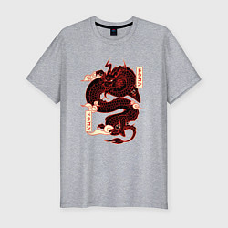 Мужская slim-футболка Японский красный Дракон JAPAN Dragon