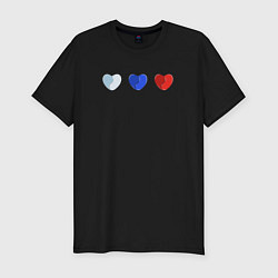 Мужская slim-футболка Триколор в сердечках