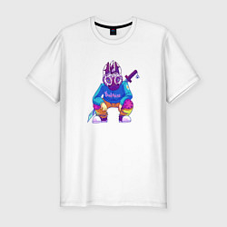 Мужская slim-футболка Зебра горячая линия Маями арт