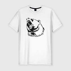 Мужская slim-футболка Медведь арт чб