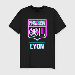 Мужская slim-футболка Lyon FC в стиле Glitch
