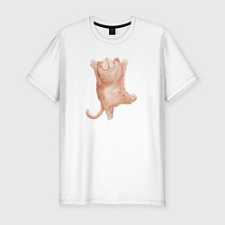 Мужская slim-футболка Рыжий пушистый котик