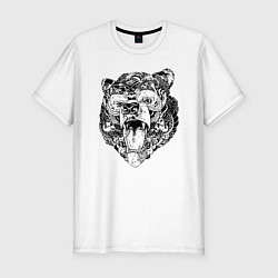 Мужская slim-футболка Стилизованная голова медведя