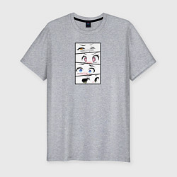 Мужская slim-футболка Аниме глазки в рамке