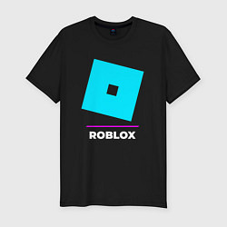 Футболка slim-fit Символ Roblox в неоновых цветах, цвет: черный