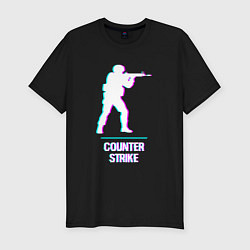 Футболка slim-fit Counter Strike в стиле Glitch - Баги Графики, цвет: черный