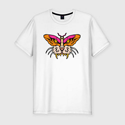 Мужская slim-футболка Бабочка м морда тигра