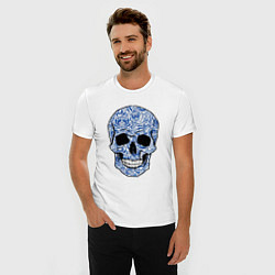 Футболка slim-fit Skull gzhel, цвет: белый — фото 2