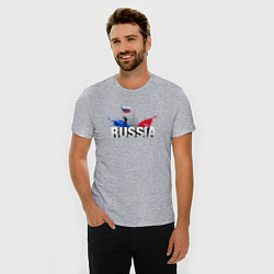 Футболка slim-fit Russia объемный текст, цвет: меланж — фото 2