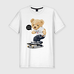 Мужская slim-футболка Кульный мишутка - скейтер