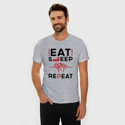 Футболка slim-fit Надпись: Eat Sleep Stray Repeat, цвет: меланж — фото 2