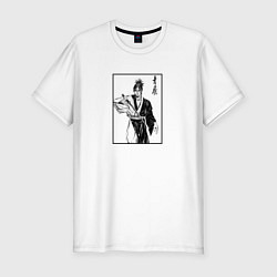Мужская slim-футболка Мандзи с мечом - Клинок Бессмертного