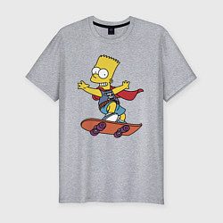 Мужская slim-футболка Барт Симпсон - крутой скейтер