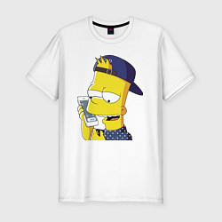 Мужская slim-футболка Барт Симпсон разговаривает по мобиле