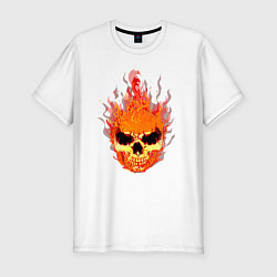 Мужская slim-футболка Огненный злой череп
