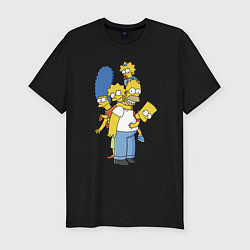 Мужская slim-футболка Прикольная семейка Симпсонов